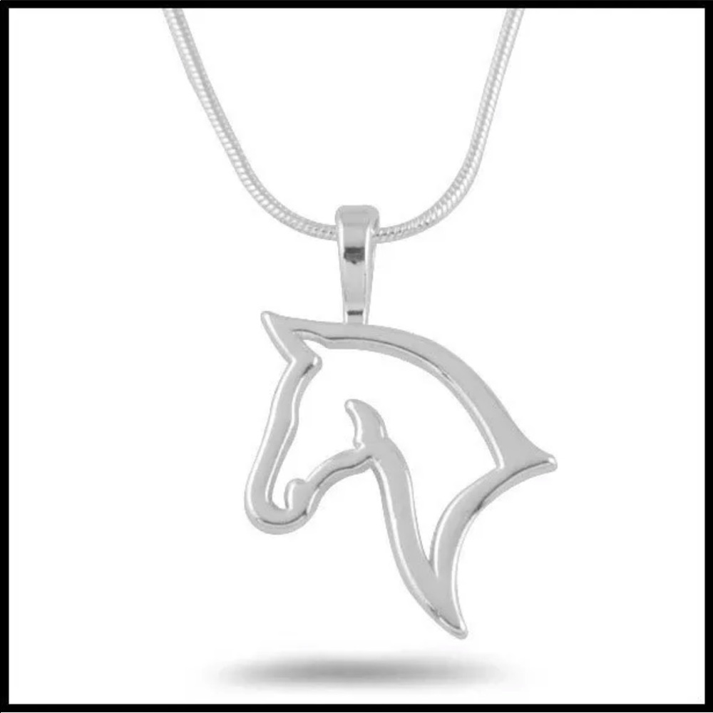 Silver Plated Charm Alloy horse Pendant Necklace - Picture 1 of 5